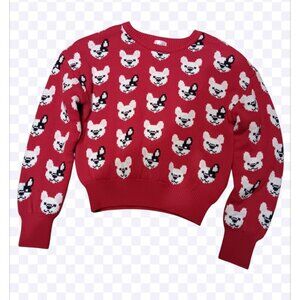 Franki by Francesca's Girls Pullover Sweater - Dogs - Red, Black, White - Sz 08